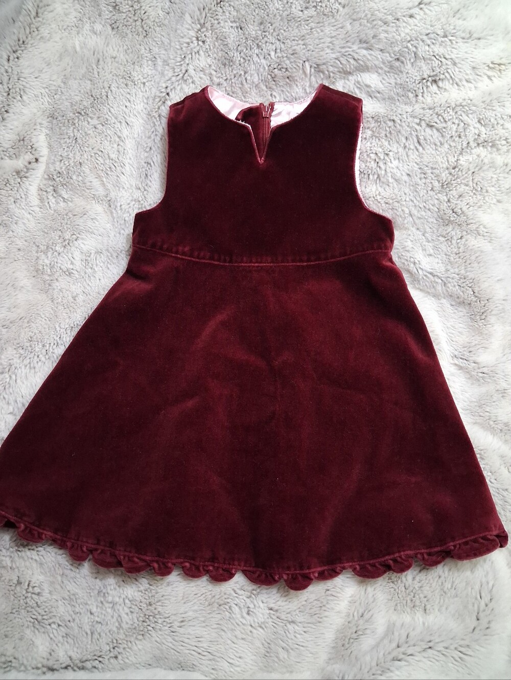 Girls' Burgundy Velvet Party Dress